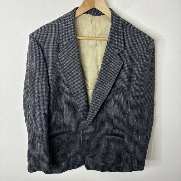 Vintage Dallas Men 46 Gray Tweed Western Blazer Sports Coat Damage - Picture 1 of 13